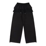 Frill Lace Button Sweatpants (Black) F25QD899