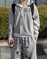 Dark Button Hooded Cardigan