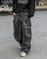 Fringe Balloon Cargo Denim Pants