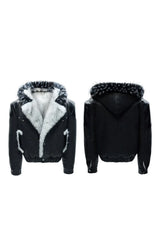 Faux Fur Pattern Puffer Jacket