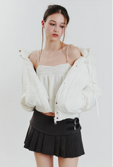 FOX FUR DOWN JACKET white