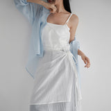 [Abeine] Layered Wrap Skirt Bustier Long Dress - 3 Colors