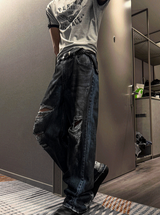 サマーディストレスデニムパンツ