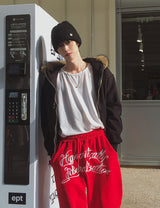 Zenith embroidered brushed wide pants
