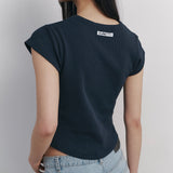 C 90S LINE WAFFLE BASIC T-SHIRT_NAVY