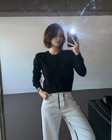 Compact cashmere round cardigan/5 colors