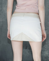 Metal Triclipse Leather Mix Mini Skirt White