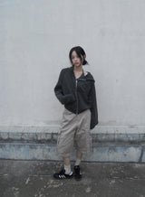 waffle hood zip-up