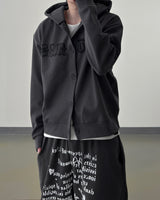 Dark Button Hooded Cardigan