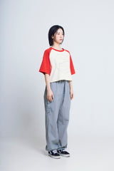 circle print raglan ½T-shirts_red/ivory
