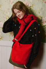 Vivid Hair Wool Shoulder Bag [Red]