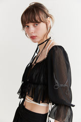 MERMAID SHEER CARDIGAN black