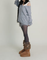 Kina Bendable Angora Fur Micro Shorts (Angora Fur Fabric)