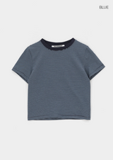 [B-BASIC] ストライプキャップスリーブ半袖Tシャツ 2サイズ