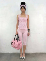 BABY PINK LACE HOLTER TOP