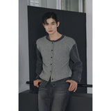 Layered wool knit cardigan(Charcoal)