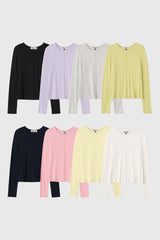 テンセルラウンドネックピンタックTシャツ