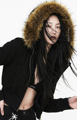 25FW★ [ EEUN MADE ] ツリーホットフィックス ダブルファーフード ジップアップ