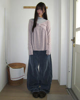 Bri Striped Shirring Long-Sleeve T-Shirt