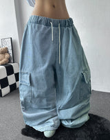 Eve Parachute Cargo Balloon Denim Pants 3color