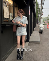 [MADE] Reun denim shirt & skirt set (with belt)