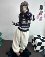 クリームテディシープファーロングパンツ🧸🤎🐑🖤3COLOR