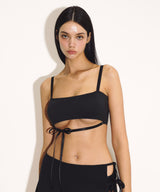 Underboob Ribbon Bikini Bra (Black)