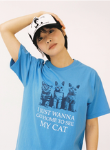 マイハウスキャットTシャツ - ブルー