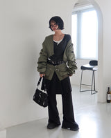 Stripe Layered Shirring Cardigan