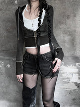 vintage washed slim hood zip-up