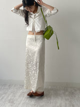 Jacquard Satin H-Line Long Skirt