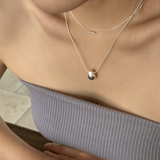 Brush pearl necklace (silver)