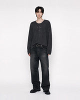 (UNISEX) リベット リブ ロングスリーブ