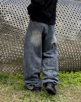 Phil Cat-Washing Crack Wide Denim