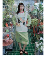 【即日発送】UnsocialNight original design autumn and winter Ollie frog oliwa co-branded イラストプリントスウェットシャツセット for women