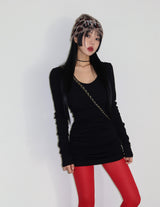 Pleasantly Thick Napping Shirring Mini Dress