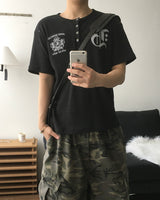シールド ヘンリーネック ワッフル ショートスリーブ Tシャツ