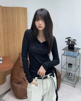 ルエンラップヘンリーネック長袖Tシャツ