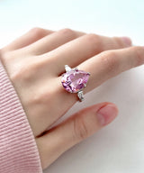 Pink water drop Ring