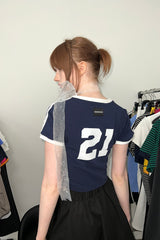 VラインスポーティーTシャツ (NAVY)