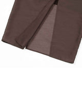 Sheer Shirring Slit Skirt _ BROWN