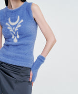 Metal Logo Fur Hand Warmer _ SKY BLUE