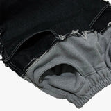 layered deconstructed denim pants_black