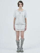 eyelet lace hood op / melange