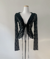 Ener レースフリルカーディガン (Black)