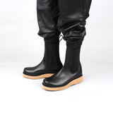 DAVID STONE HIGH-SOLE CHELSEA BOOTS (CAMEL)