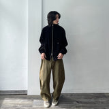 ウォッシュ加工ワイドデニムパンツ