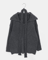 Riha Open-Collar Waist-Tie Two-Way V-Neck Knit