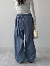 [Unisex] ストッパー パラシュート バンディング ワイド パンツ