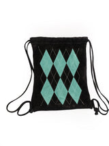 YMW argyle gym sack - brown & vintage blue